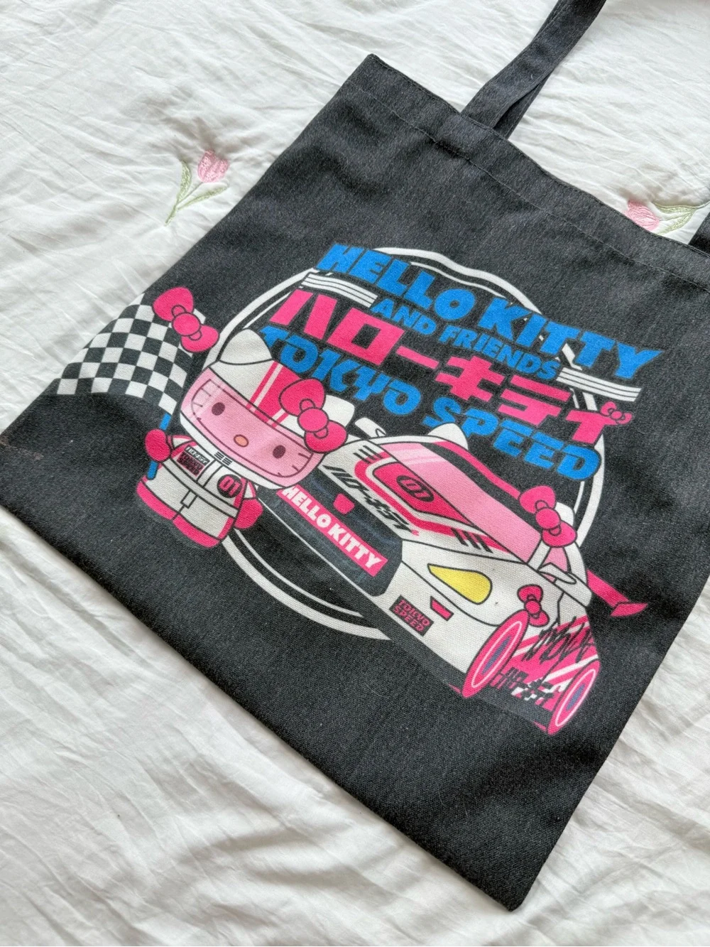 Hello Kitty Sports Car Cute Canvas Tote Bag